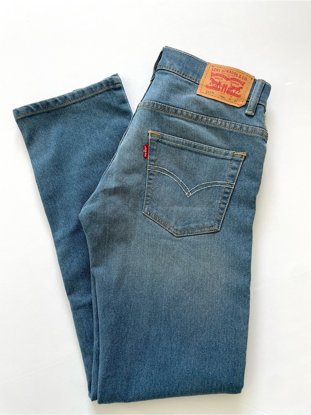 Levi's 511 Slim Juniors 14 (27x27) Blue Denim Jeans with Red Tab